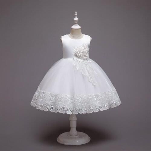 Children Princess Birthday Party Prom White Lace Wedding Bridesmaid Summer Dress Ball Gown Vestidos Baby Girls Clothes 10 Years