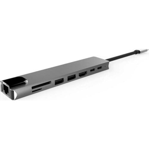 Hot 3C YZ 8-in-1 Type-C Docking Station USB3.1 To 4K HDMI-compatible/J45/PD/USB 3.0 Expansion Hub USB C HUB Support Dropshipping