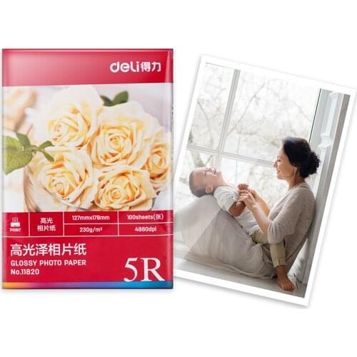 Deli A4 Paper Papel Fotografico Para Impresora 5R/4R/A3/A4 Photo Paper Glossy Waterproof Papel Fotografico Photo Printer Paper