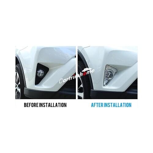 Chrome ABS Front Fog Light Lamp Cover Trim 2pcs For Toyota RAV4 2016 2017