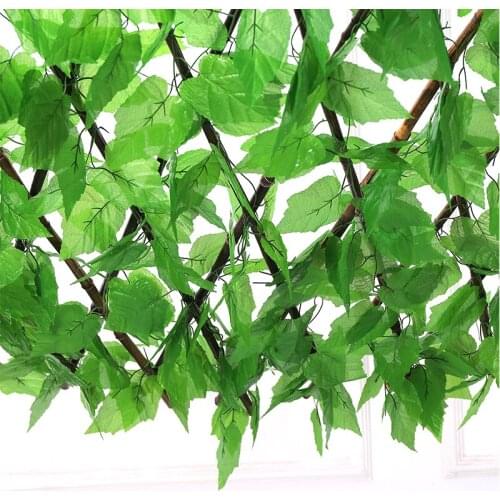 12pcs/lot Artificial Green Plants Big Grape Leaf Vine Garland Rattan Fake Flower Wall Hanging Garden Fence Wedding Ceiling Decor