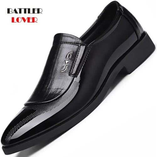 Classic Business Mens Dress Shoes Fashion Elegant Formal Wedding Shoes Male Slip On Office Oxford Shoes For Men Black