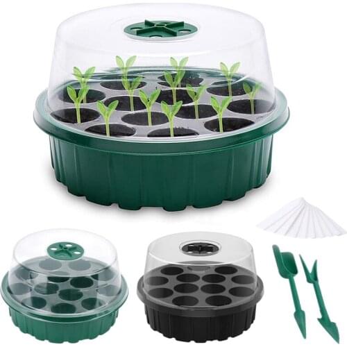 13 Hole Round Shape Seedling Trays Seed Starter Starter Plant Flower Seeds Germination Grow Box Propagation With Base Case