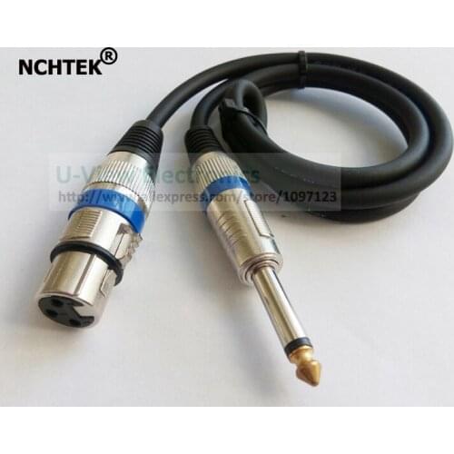 NCHTEK 2M Pure Copper DIY Microphone XLR 3Pin Female Speaker Jack to 6.35MM Mono Male Audio Connector Cable/Free Shipping/1PCS
