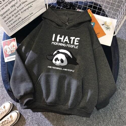 I Hate Morning People Sweatshirts Man Long Sleeve Fleece Harajuku Hooded Streetwear Male Fashion Hoody Anime Hip Hop Sweatshirts