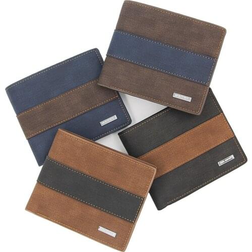 Mens Casual Wallets Leather Short Foldable Wallet Purse Credit Cards Holder