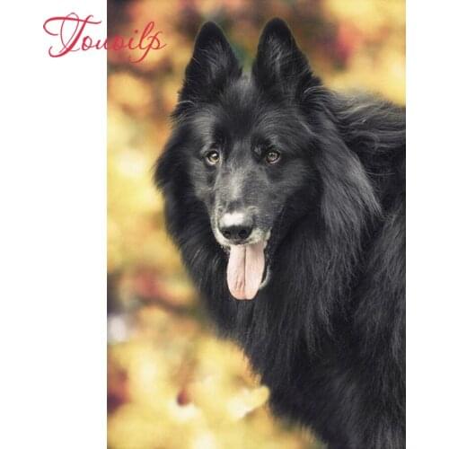 Touoilp 5d diamond embroidery stitch crystal square&round diamond sets decorative 5d Black shepherd 5d diamond painting mountain