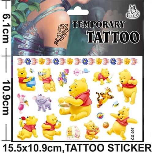 1pcs/lot Disney Winnie the pooh Minnie Tattoo Sticker Frozen Car Princess party gift Theme Mermaid Birthday Party Decoration