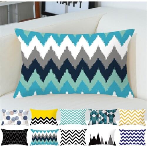 50x30cm Home Nordic Cushion Cover Rectangular Peach Skin Velvet Pillowcase Geometry Waist Pillowcase Car Chair Pillow Cover