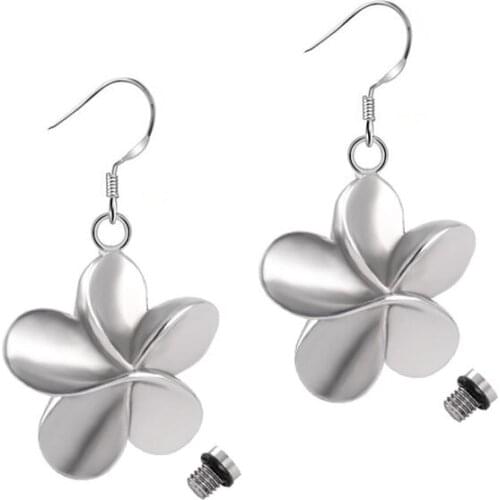 2018 Latest Hot Selling Flower of Life Urn Jewelry High Quality Stainless Steel Cremation Keepsake Earrings for Girl
