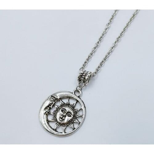 2020 new fashion Sun And Moon Necklace Sun And Moon Pendant Silver Celestial Pendant Charm Jewelry Gift long Necklace