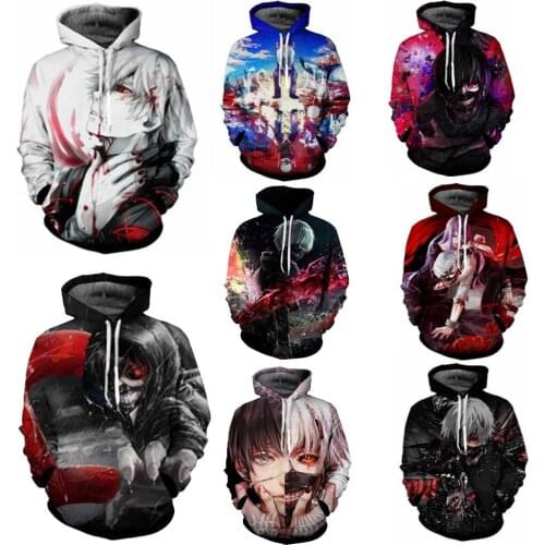 NEW Tokyo Ghoul Hoodies Ken Kaneki Cosplay Sweatshirt Costume Anime Jacket Coat Halloween Casual Hoodies for man women