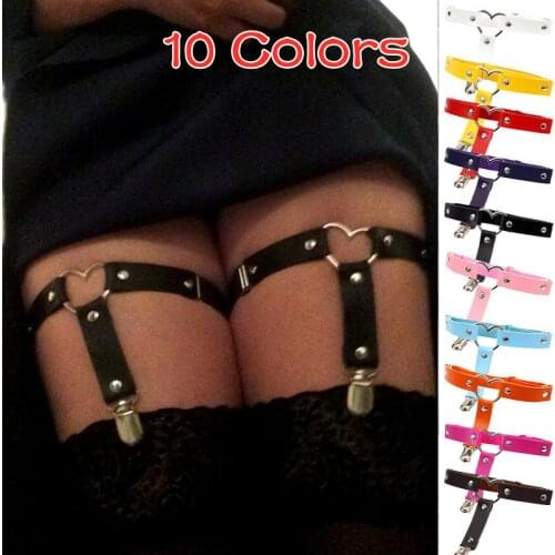New Women Sexy Punk Goth Heart PU Leather Elastic Garter Leg Thigh Ring Clothing Accessory Leg Suspender Sexy Stockings Garters