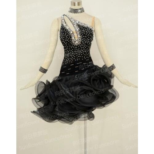 Latin dance dress for girl black latin dress with stones latin dance costumes latin dancing dress latin wear