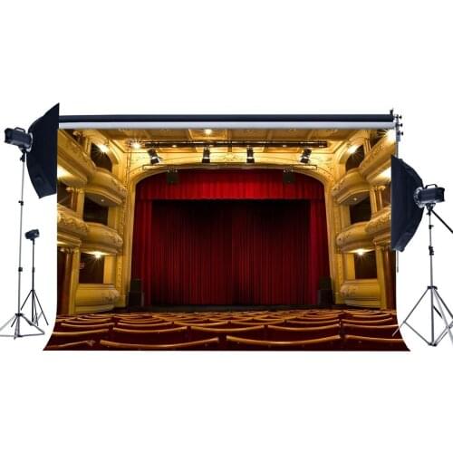 Luxurious Stage Backdrop Interior Theatre Show Backdrops Bokeh Shining Lights Red Chair Band Concert Photography Background