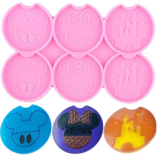 Disney Mickey Minnie Castle Coaster Silicone Mold DIY Phone Grip Badge Reel Keychain Epoxy Resin Molds Chocolate Fondant Moulds