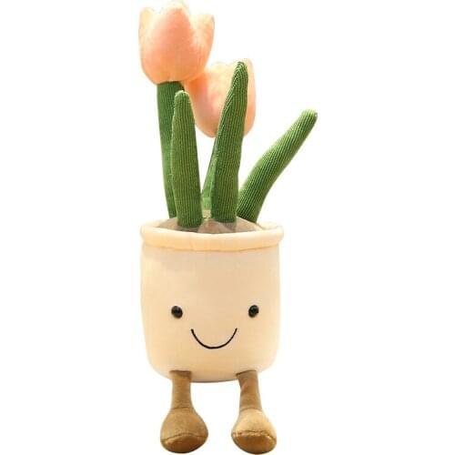 35CM Kawaii Simulation Tulip Plush Stuffed Toys Squishy Plants Home Decor Creative Potted Flowers Pillow Kid Girls Birthday Gift