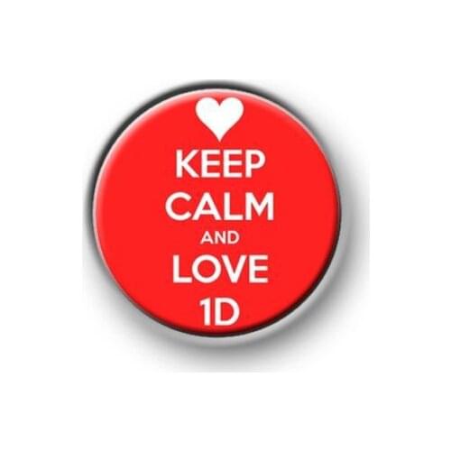 High quality KEEP CALM AND LOVE 1D pin button badge low price custom epoxy with color fill metal pin badge