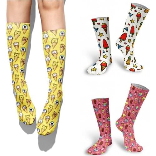 Funny Ice Cream Socks Women Tube Happy Sock Tide Fashion Long Snacks Cake Food Cartoons Socks Man High Tube Socks