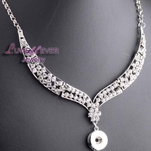 Bohemia exaggeration Rhinestones Snap Button Jewelry Pendants Necklace Interchangeable Charm Jewelry For Women(fit 18mm button)