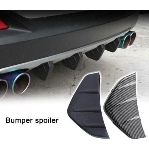1PC 2Style Carbon Fiber Pattern Modified Shark Fin Spoiler Automatic Rear Bumper Lip Diffuser Exterior Parts Car Accessories