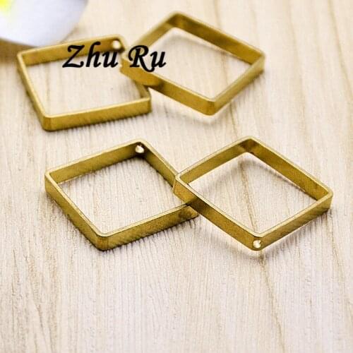 10pcs/lot zhu ru copper 20mm Charms Quadrilateral frame Belt buckle connection ring Pendants Antique Jewelry Making DIY Handmade