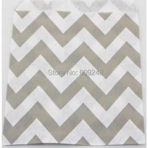 100pcs Mixed Colors Cheap Custom Buffet Candy Treat Grey Wide Chevron Paper Party Favor Gift Bags