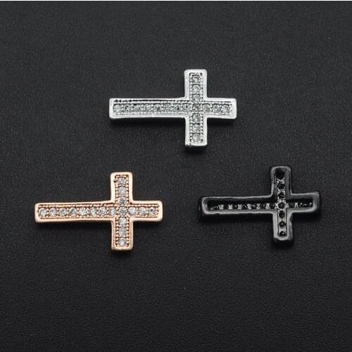 10x16mm 100% CZ Zircon DIY Jewelry Cross Bead Connectors Charm Wholesale OEM Order Accepted Factory Sale Bulk Order Discounts