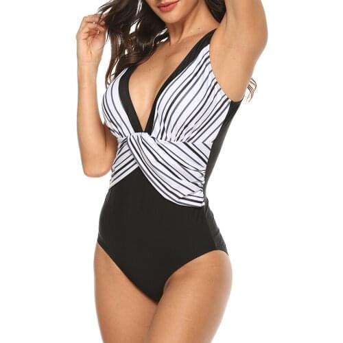 2020 Sexy Women Swimsuit One Piece Female Plus Size Swimwear Women Striped Swimming Suit for Monokini Large Size Bathing Suits