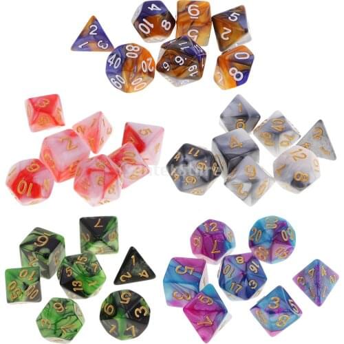 35pcs Polyhedral Dice Set D20 D12 D10 D8 D6 D4 Double-Colors for Dungeons & Dragons RPG Board Game Party Casino Supplies