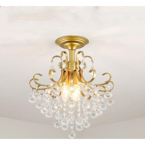 American luxury Crystal Pendant Lighting Small Gold/Black Haning Lamp Wedding Decorations Ceiling Chandelier Light Fixture