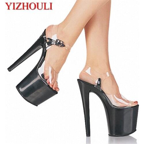 20cm super high-heeled shoes buckle decorative waterproof hate day high heel sandals Big yards for womens shoes