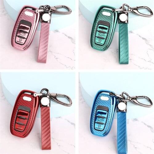 Carbon fiber pattern TPU car key case cover Bag For Audi A6 C8 A7 A8 Q8 2018 2019 car accessories durable car styling