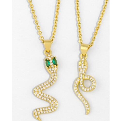 FLOLA CZ Punk Animal Snake Necklace For Women Crystal Clavicle Choker Necklace Pendant Cute Zirconia Women Jewelry Gifts nker64