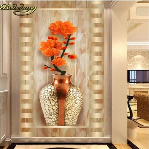 Beibehang Custom Red plum vase aisle Mural Wallpaper Wall paper Landscape Painting Papel De Parede Photo Background Living Room