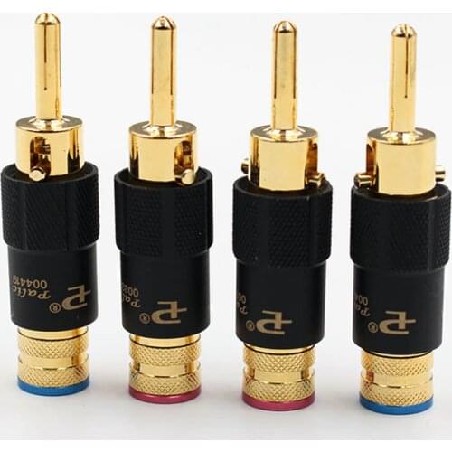 Hi-End 4pcs gold Plated Hifi Audio Banana Speaker Plug connectors Screw Lock 10mm Cable Wire