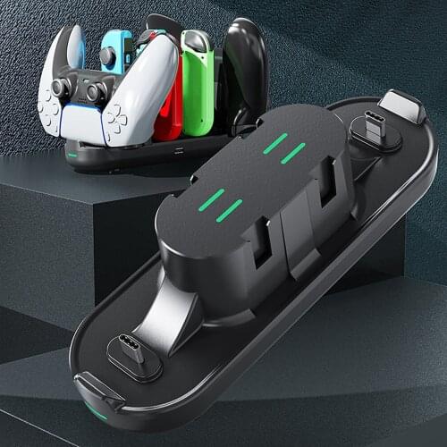 6 In 1 Game Controller Charging Dock Station LED Charging Indicator Game Console Controller Charger Strong Compatibility