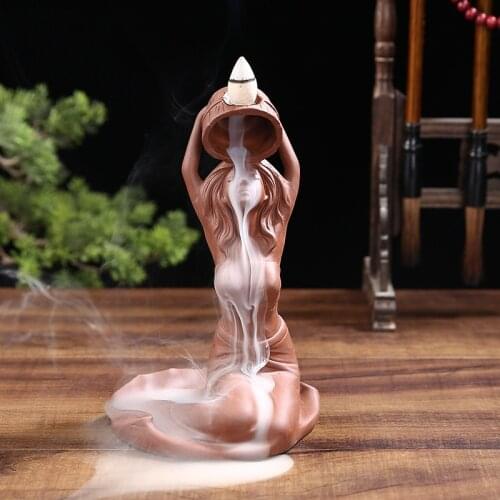 Waterfall Incense Burner Backflow Ceramic Incense Holder Incense Mermaid Backflow Incense Cones for Home Decor Office Ornaments