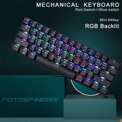 Motospeed New Gaming Mechanical Keyboard RGB Backlit 61 Key Mini USB Keyboards For Computer Desktop PC Tablet Russian