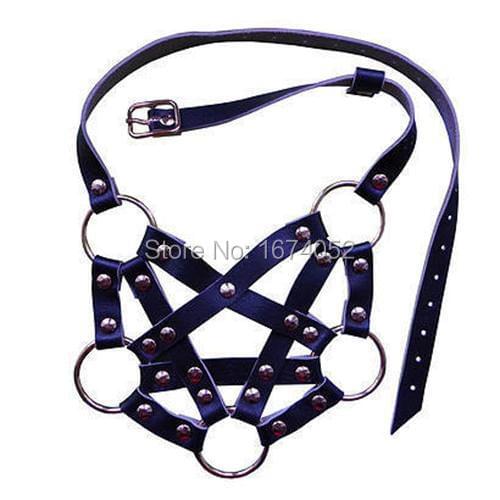 Fashion Punk Gothic 100% Handcrafted Pastel Fetish Choker Star Pentagram Leather Choker Collar Necklace
