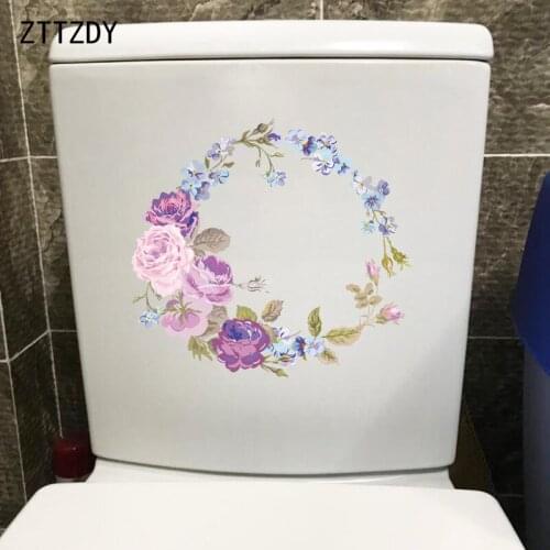 ZTTZDY 21.1*19.4CM Beautiful Wreath Bathroom Decor Toilet Sticker Girl Bedroom Wall Decal T2-0297