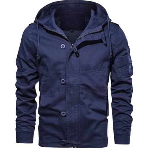 Spring Autumn Mens Hooded Cargo Jacket Army Fans Tactical Windbreaker Coat Bomber Pilot Jackets Male Military Clothes