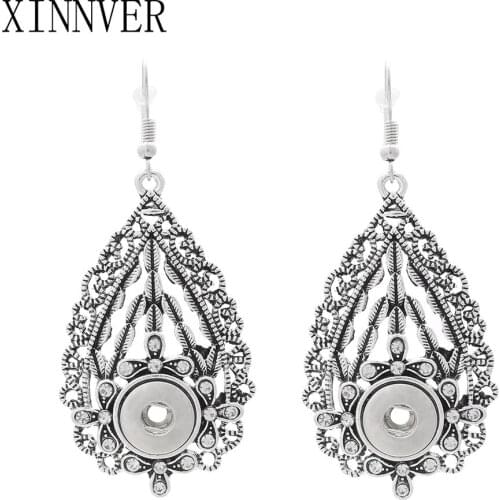 Hot Sale Bohemian Vintage Metal Flower Earrings Xinnver Snaps Button Earrings Fit 12mm Snaps Jewelry For Women ZG122