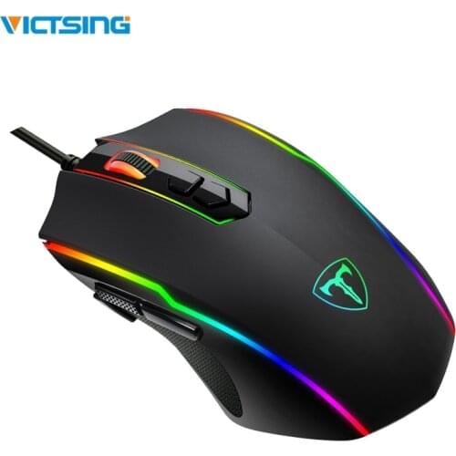 VicTsing 8 Programmable Buttons 7200 DPI Adjustable Optical Gaming Mouse Ergonomic Mouse With Wired RGB Gaming Mouse