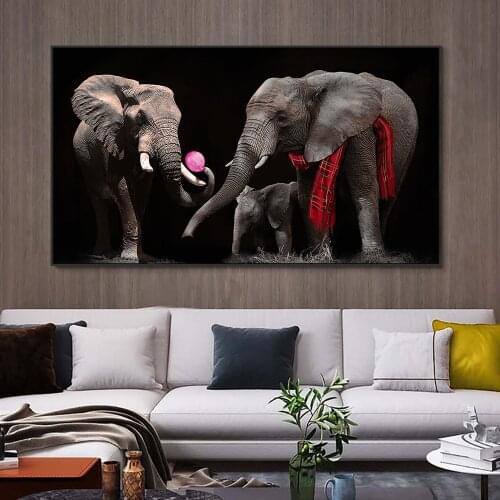 Elephant Family Wall Art Modern Jungle Animal Canvas Print Paintings Home Decoration Picture for Living Room Cuadros Decor