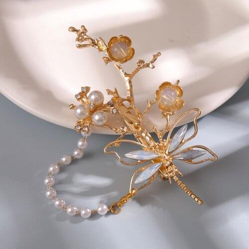 New Pearl Hairpin Dragonfly Clip Girl Daily Classical Accessories