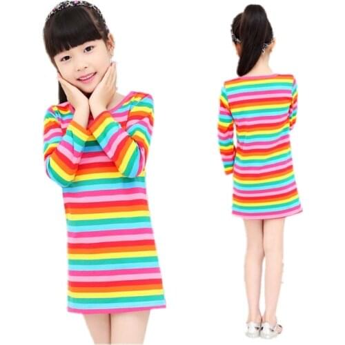 Girl dresses Rainbow girl print dress brand childrens clothing spring new princess dress for girl baby clothting available