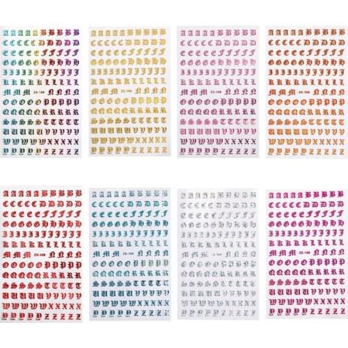 Retro Letters Chunky Glitter Nail Art Decorative Stickers UV Epoxy Resin Filling