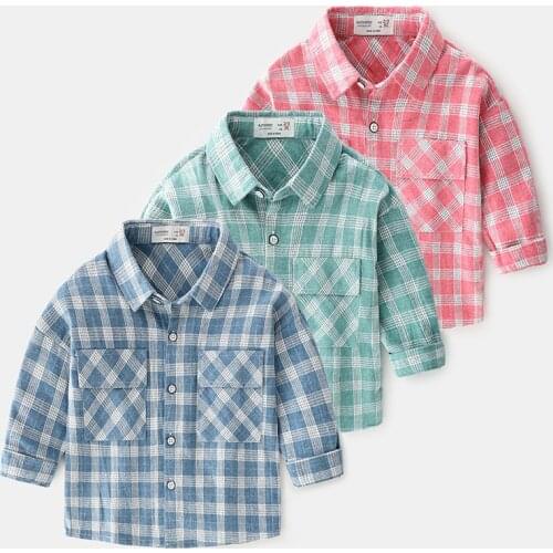 2 3 4 5 6 Years Boys Shirts Casual Plaid Long Sleeve Shirt for Boy Kids Clothing Spring Autumn Toddler Baby Tops Boys Tees 2019