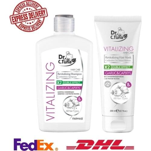 Dr. C.Tuna Vitalizing Shampoo Garlic Extract 500 Ml + Dr.C.Tuna Vitalizing Hair Mask Garlic Extract 200 Ml Fast Delivery
